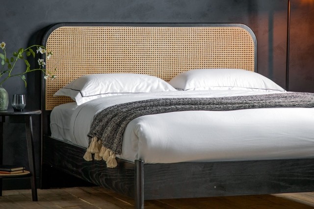 Gallery Direct Skylar Rattan Bedframe in Black Oak Finish Gallery Direct Skylar Rattan Bedframe in Black Oak Finish