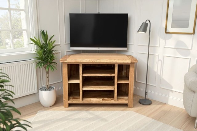 Largo Rustic Solid Oak Corner TV Unit Largo Rustic Solid Oak Corner TV Unit