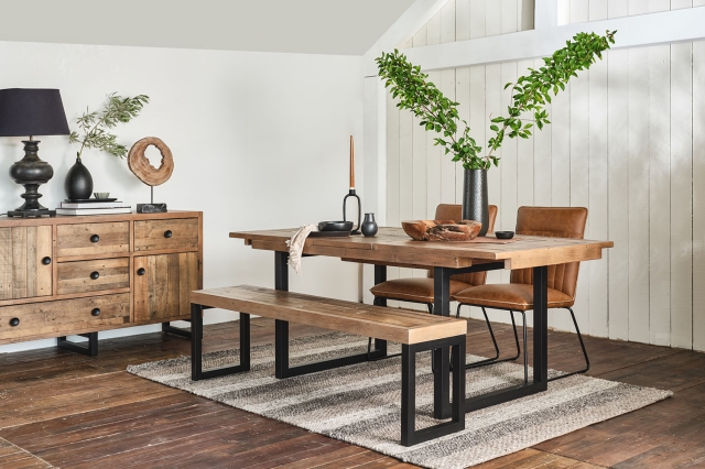 Baker Furniture Grant Reclaimed Wood 140cm-180cm Extending Dining Table