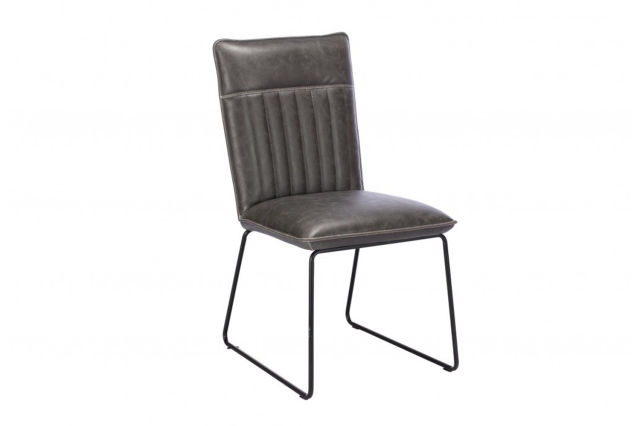 Baker Furniture Cooper Leather Dining Chair in Grey