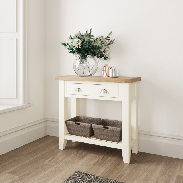 painted console table with drawers