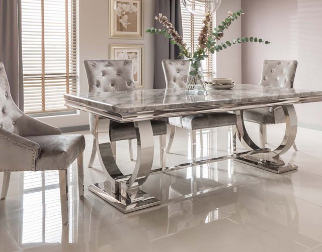 Arianna Grey Marble 180cm Dining Table - Furniture World