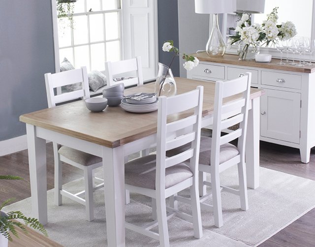 white painted oak dining chairs