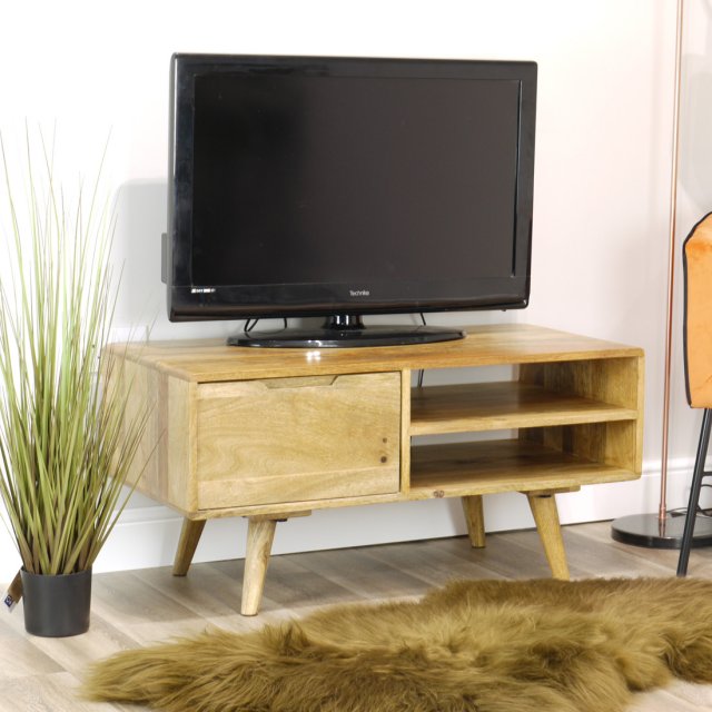 Solid wood small on sale tv stand