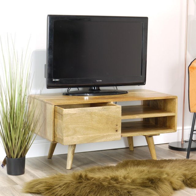 Mango wood store media console