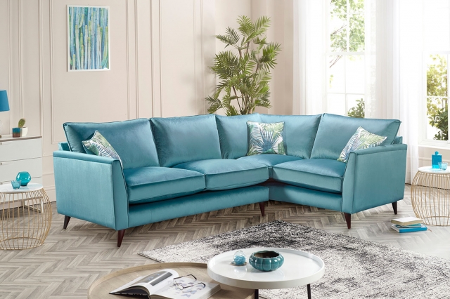 Corner sofa online with wooden legs