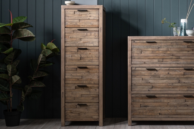 Distressed wood chest of outlet drawers