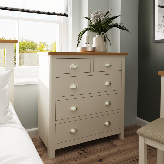 Grey oak chest on sale of drawers