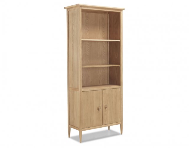 Oak bookcase deals with glass doors