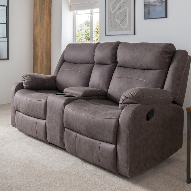 Two seater deals leather recliner sofa