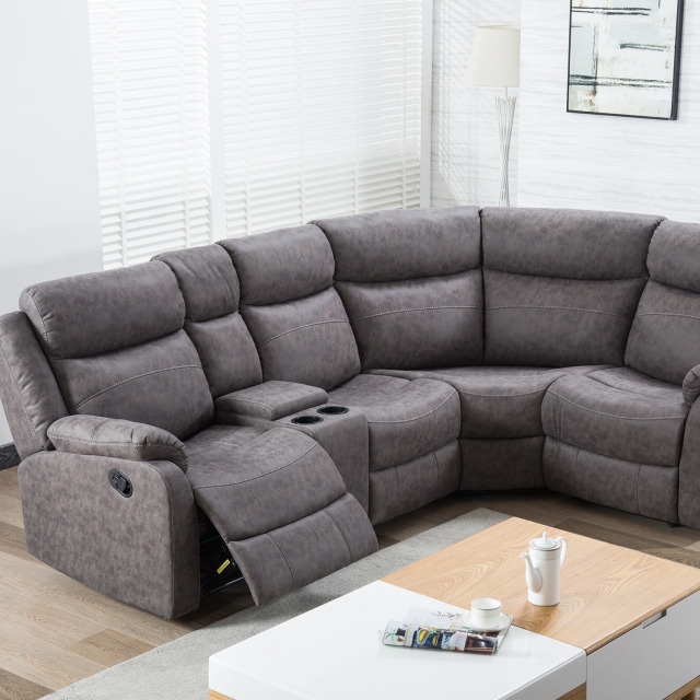 Grey corner outlet sectional