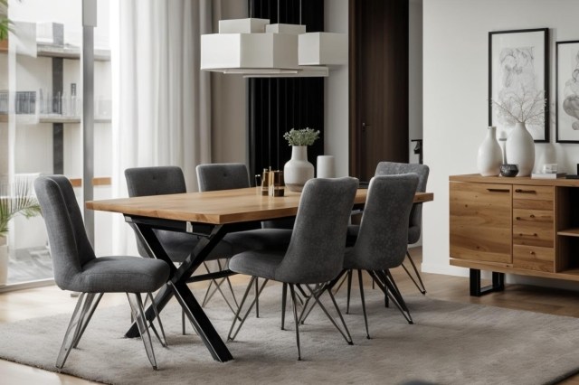 Forge Industrial 150 Dining Table Set & 4 Grey Dining Chairs Forge Industrial 150 Dining Table Set & 4 Grey Dining Chairs