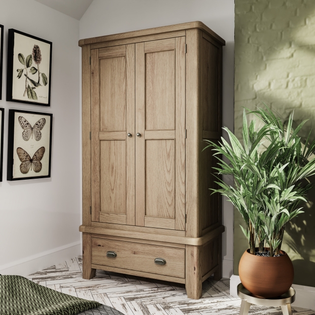 Small oak deals wardrobe with drawers