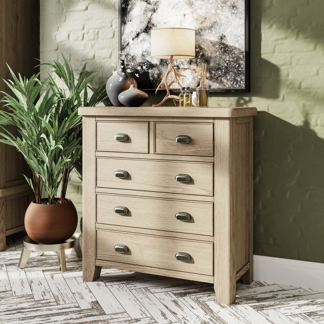 Smoked oak store chest of drawers