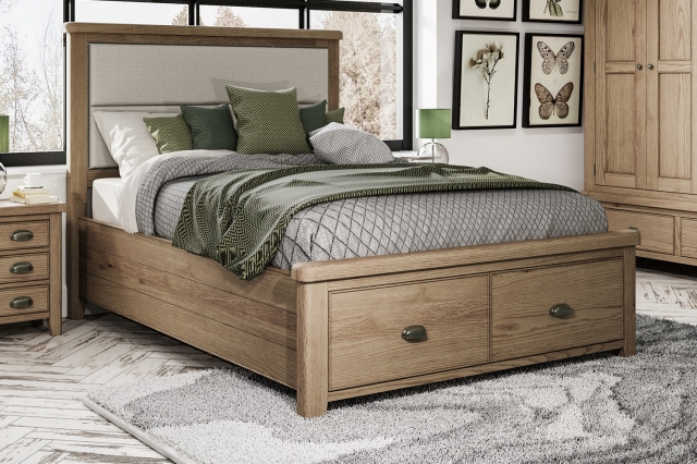 Oak wood deals bed frame queen