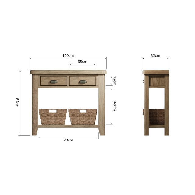 smoked oak console table