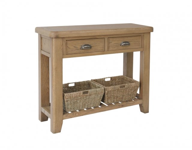 smoked oak console table