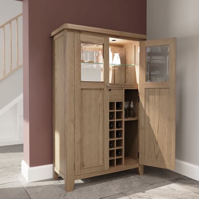 Oak drinks store cabinet