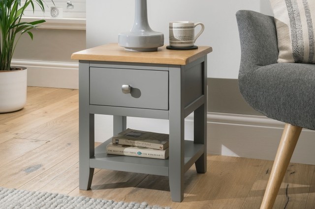 Chester Oak Painted Grey - Lamp Table 36x40cm| Moles Breath Grey Chester Oak Painted Grey - Lamp Table 36x40cm| Moles Breath Grey