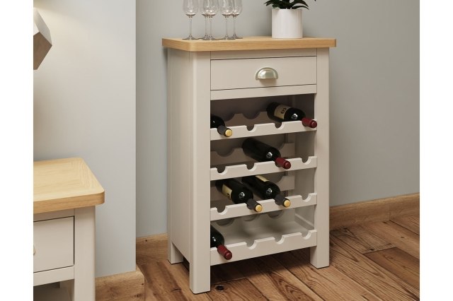 Oak City - Dorset Painted Truffle Grey Oak Wine Rack Cabinet Oak City - Dorset Painted Truffle Grey Oak Wine Rack Cabinet