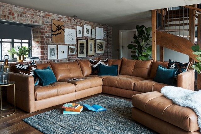 L shape outlet leather sofa