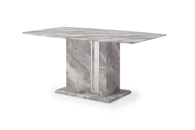 Amara Marble Dining Table Set & 4 Grey Velvet Dining Chairs Amara Marble Dining Table Set & 4 Grey Velvet Dining Chairs