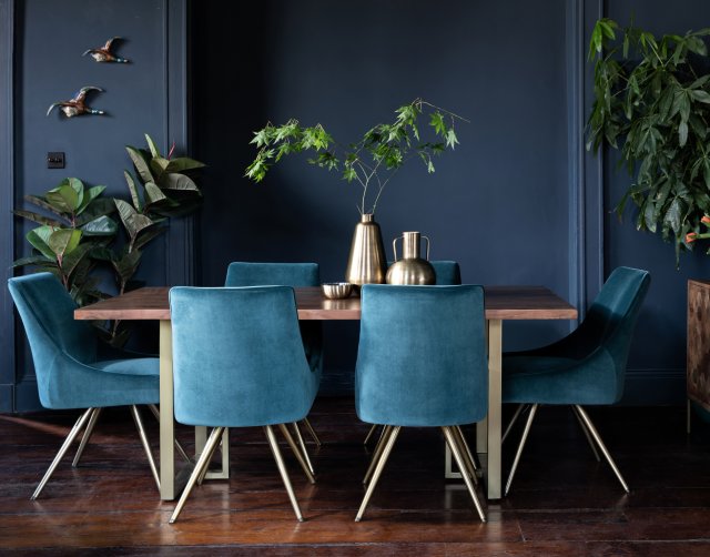 oak table and white chairs