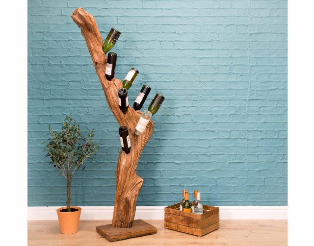 Freestanding Teak Branch Wine Rack for 8 Bottles - Furniture World