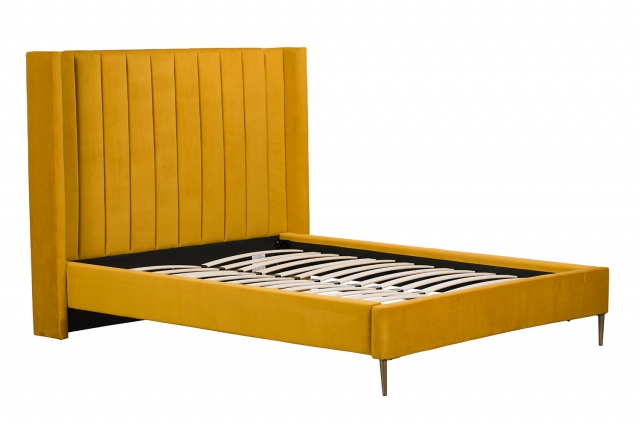 Yellow velvet shop bed frame