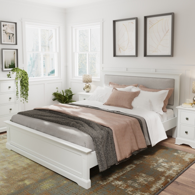 White frame store bed queen