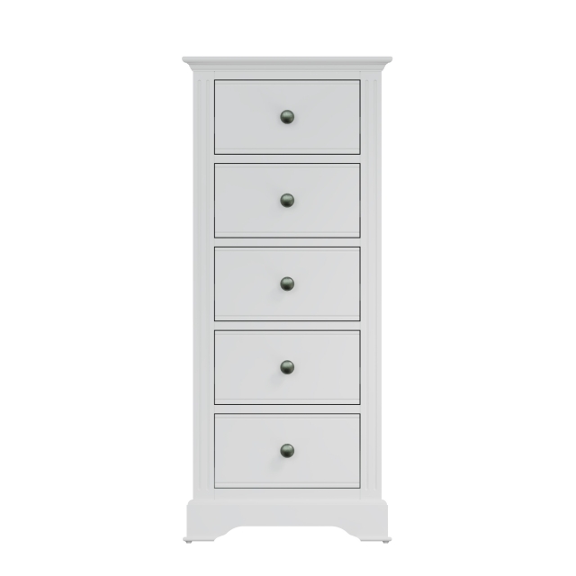 Oak City - Cotswold White 5 Drawer Narrow Chest - Furniture World