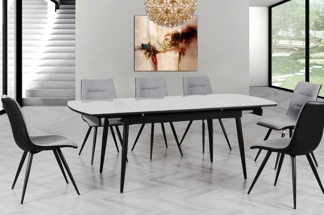 Caira 160cm Automatic Extension Glass Dining Table in Grey Caira 160cm Automatic Extension Glass Dining Table in Grey