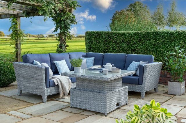 garden corner sofa set with adjustable table