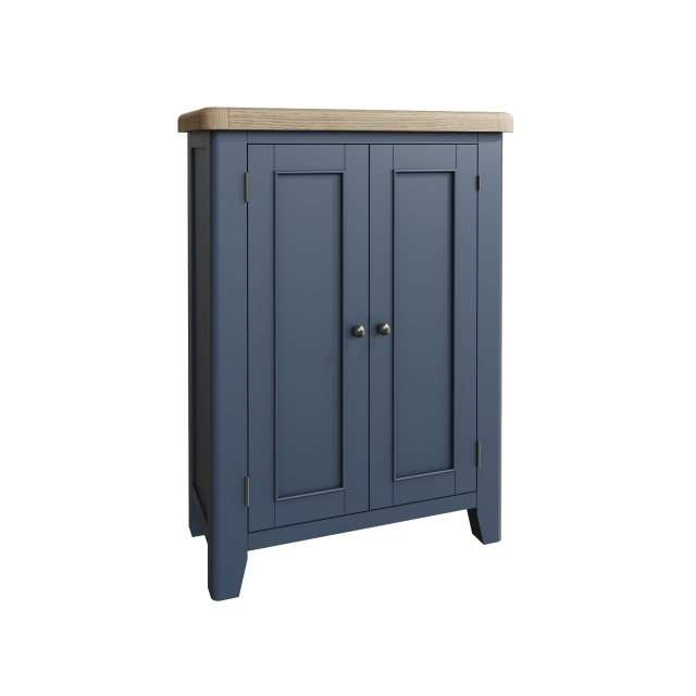 Smoked Painted Blue Oak Shoe Cupboard Furniture World