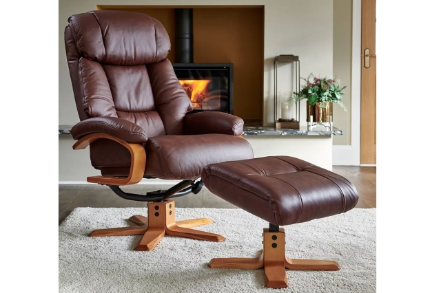 Caramel leather swivel deals chair