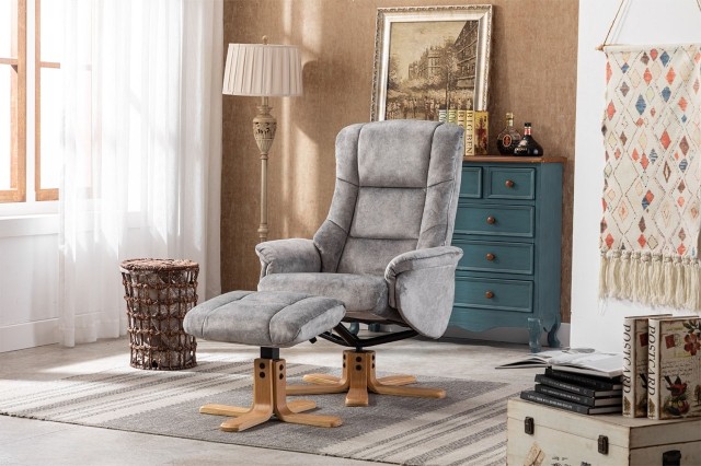 Florida Festival Fabric Swivel Recliner & Stool Florida Festival Fabric Swivel Recliner & Stool