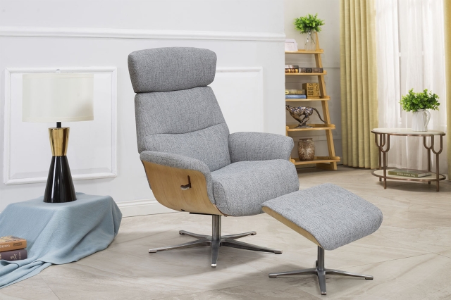 reclining swivel chair and footstool