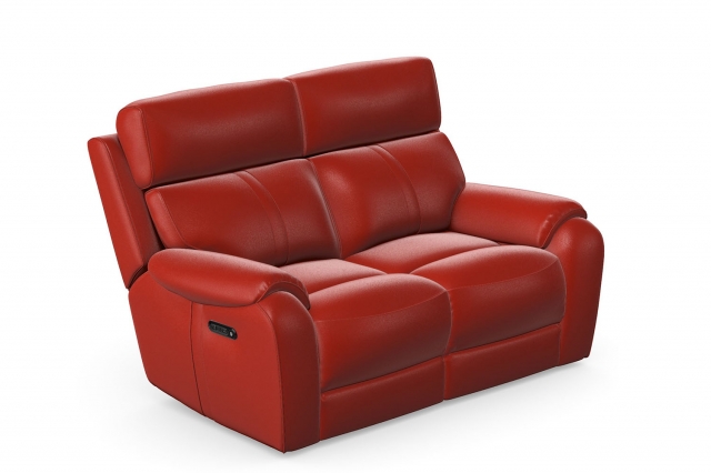 Red leather 2 seater 2024 recliner sofa