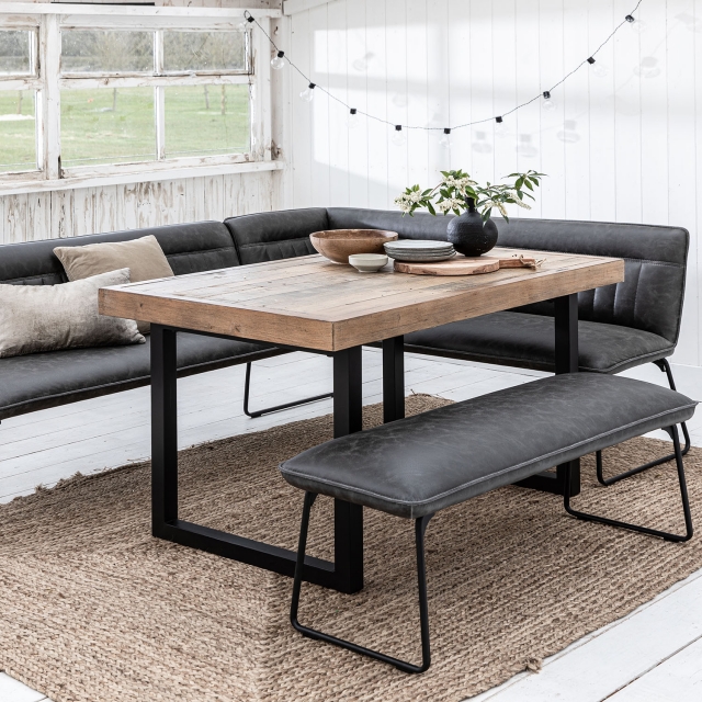 Rustic dining table and bench deals set