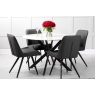 Kettle Interiors 1.2m Round White Sintered Stone Dining Table Set & 4 Grey Velvet Chairs