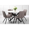 Kettle Interiors 1.2m Round White Sintered Stone Dining Table Set & 4 Taupe Velvet Chairs