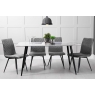 Kettle Interiors 1.6m Sintered Stone Dining Table Set with 4 x Grey Velvet Chairs