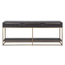 Coach House Grantham Lava Black Shagreen & Ebony Oak 3 Drawer Console Table