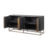 Coach House Grantham Lava Black Shagreen & Ebony Oak Wide Sideboard