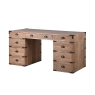 Coach House Reclaimed Oak 9 Drawer Home Office Desk